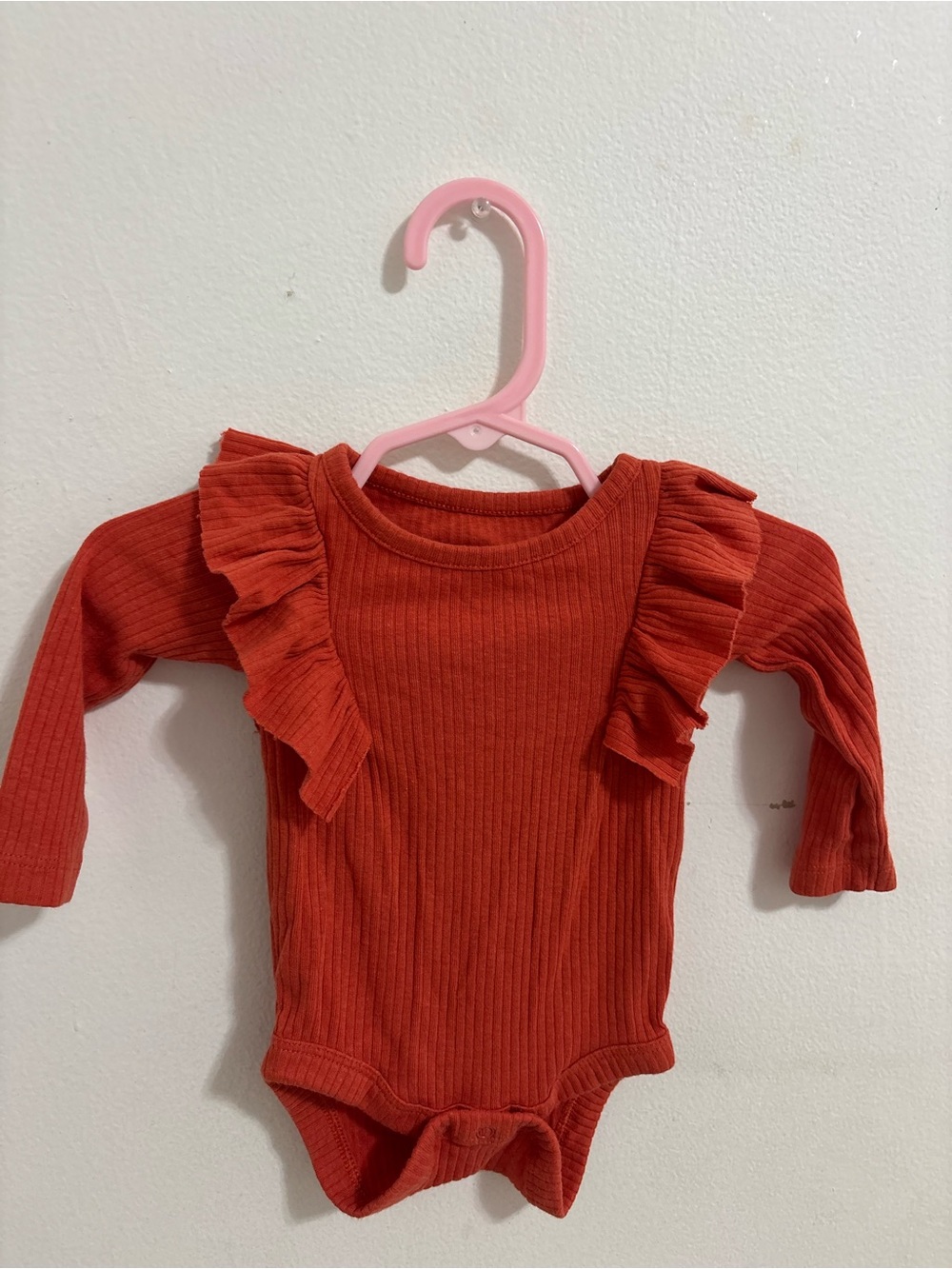 Cat & Jack Rust Ribbed Ruffle Long-Sleeve One-Piece